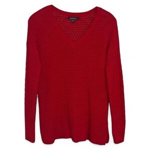 American Eagle Outfitters Sweater Medium M Red V Neck‎ Knit Pullover Casual